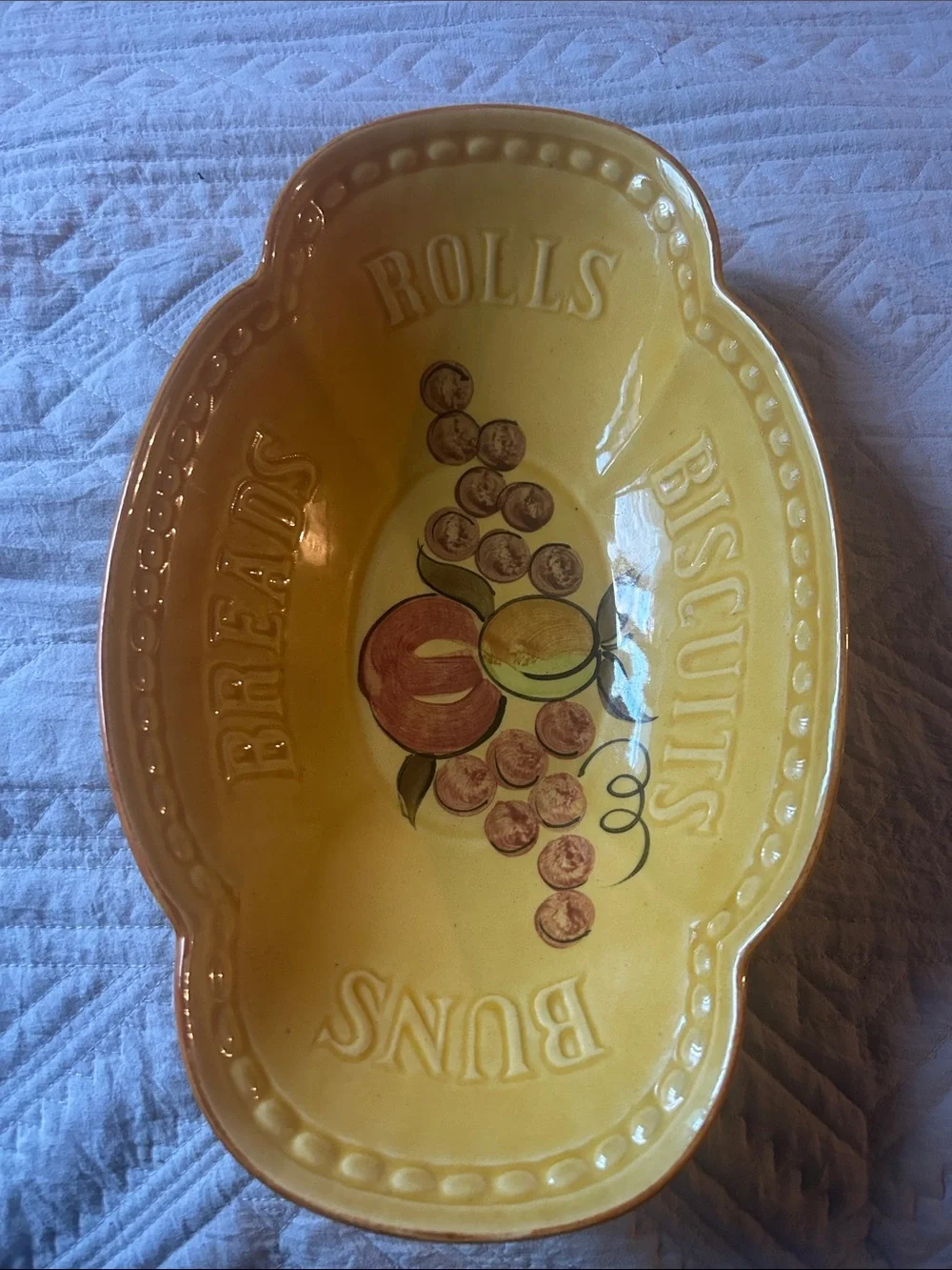 Vintage 60's Los Angeles Yellow Glazed Ceramic Bread Bowl Made In USA